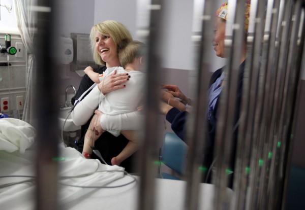 PACU nurse Holly Bauer holds Jordan