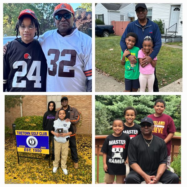 Photo collage of James Palmer with his grandchildren